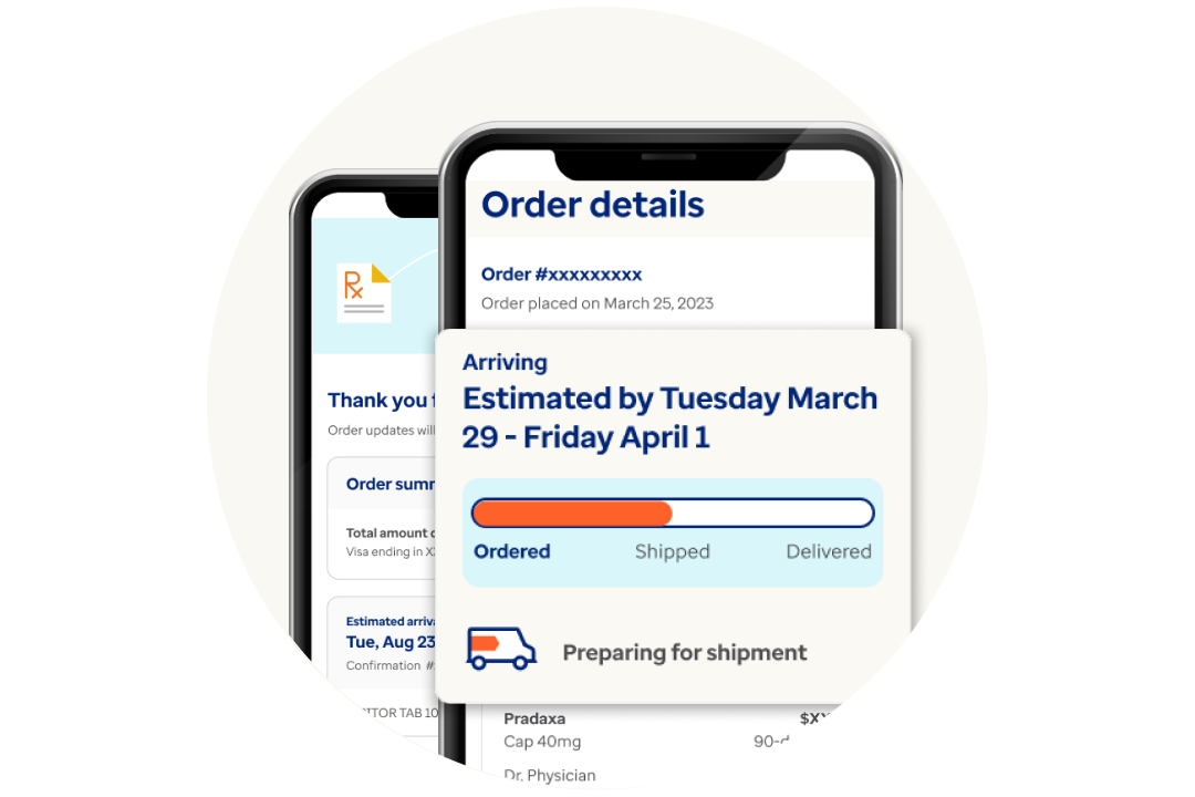 phone screen with order details example on the Optum Rx app